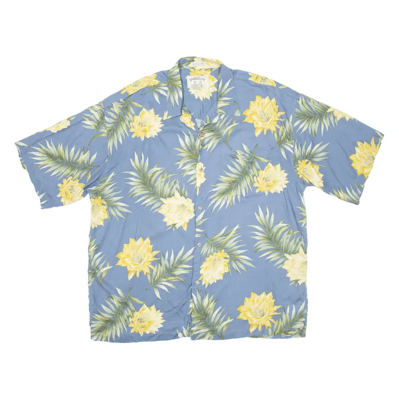 Bamboo Clay Mens Hawaiian Shirt Blue Floral 2Xl 1