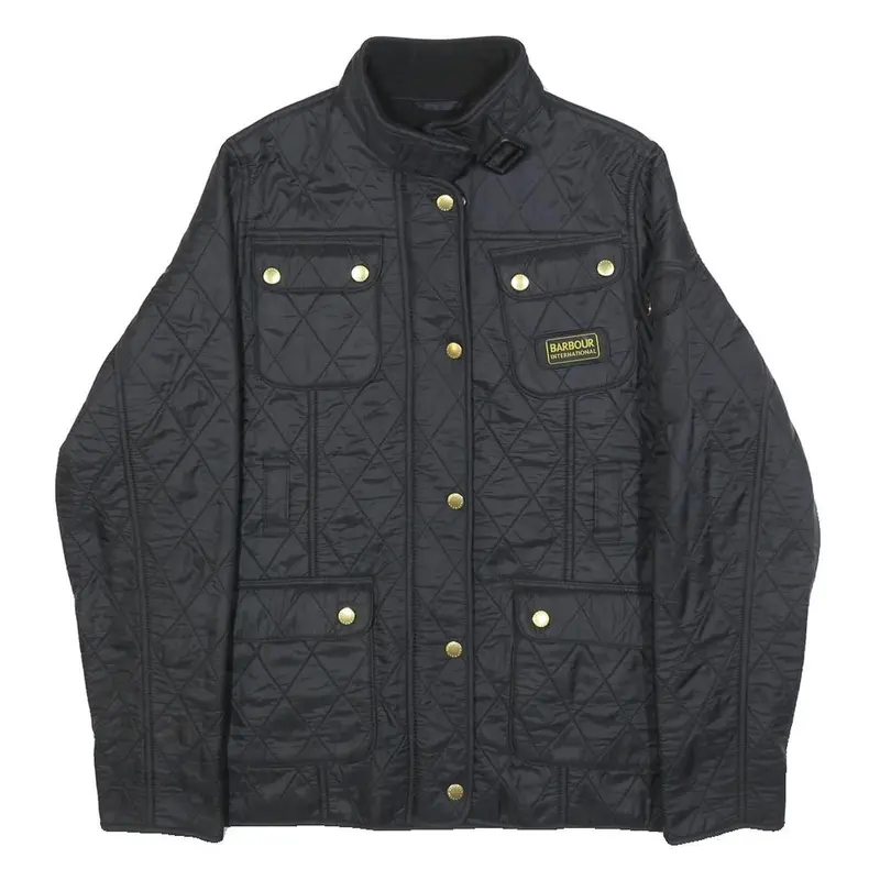 Barbour International Girls Black Quilted Jacket 2Xl Polyamide Zip Pockets 1
