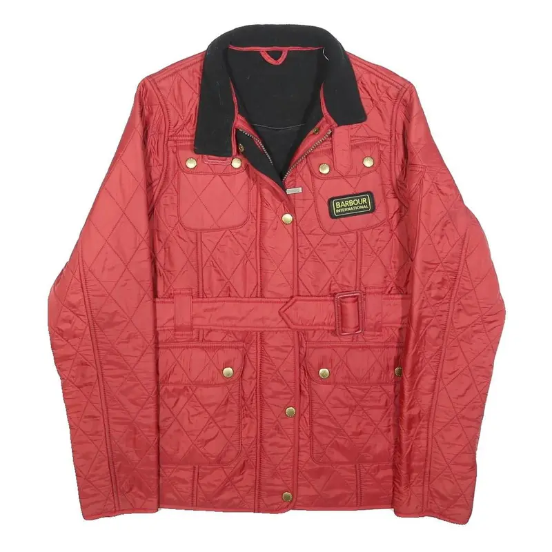 Barbour International Girls Red Quilted Jacket 14-15Y Polyester Zip 1