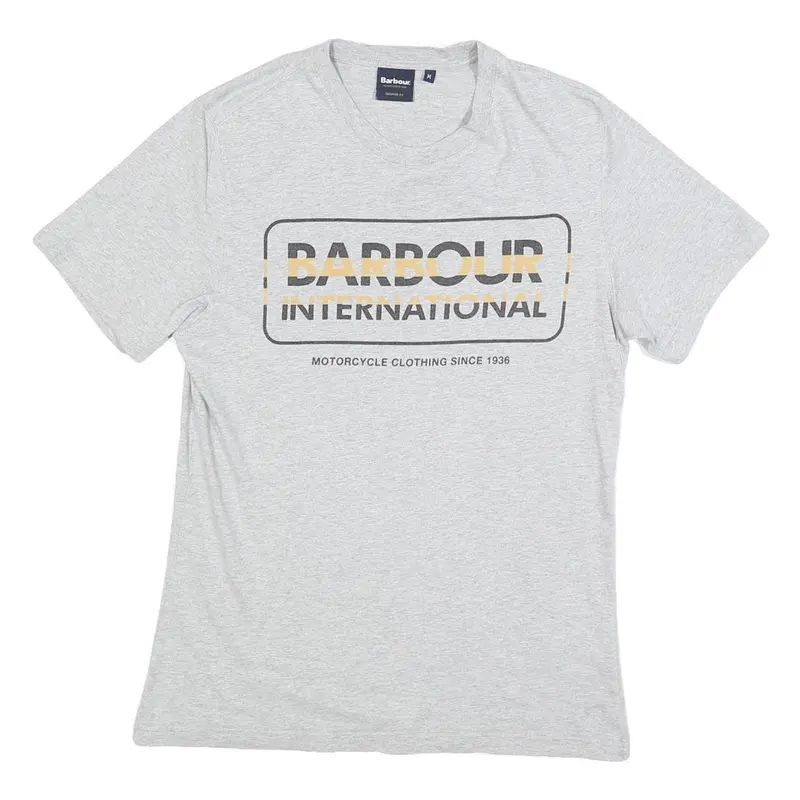 Barbour International Mens Grey & Yellow Graphic T-Shirt M Short Sleeve Crew 1