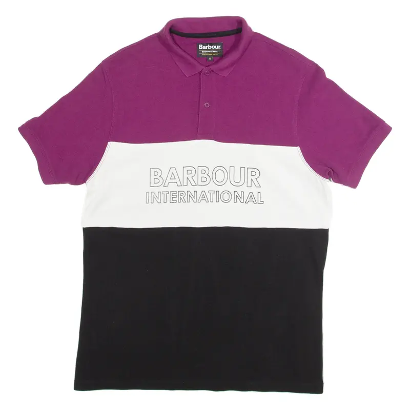 Barbour International Mens Polo Shirt Purple Colourblock M 1