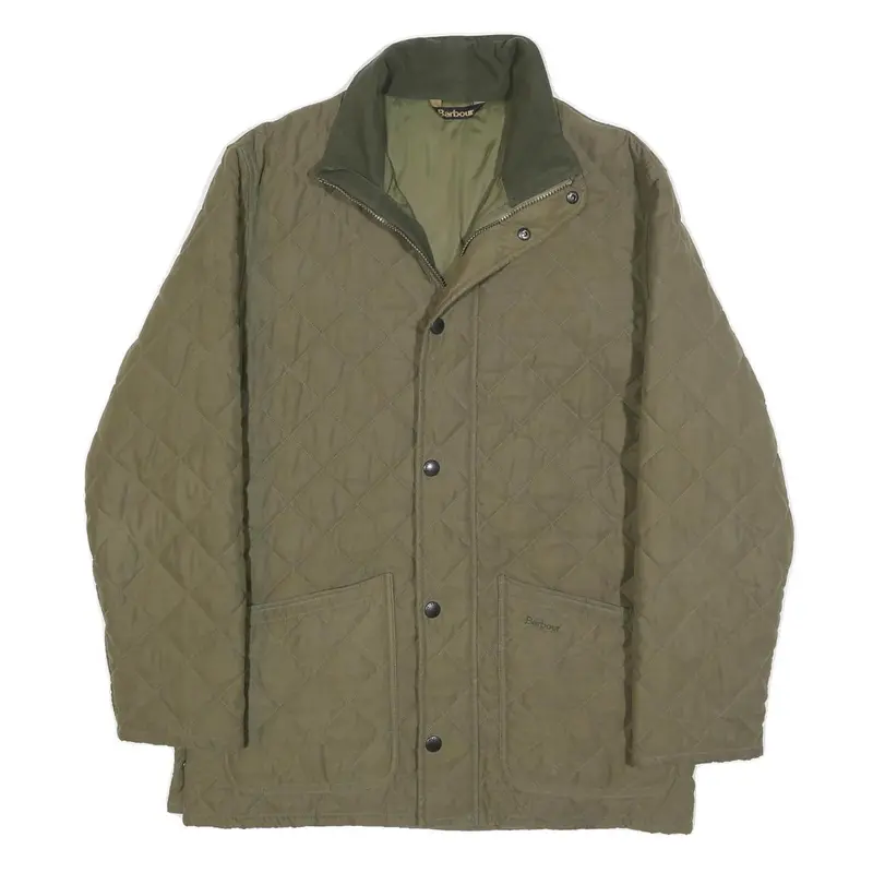 Barbour Mens Green Quilted Jacket M Polyester Blend Zip Classic Outdoor 1
