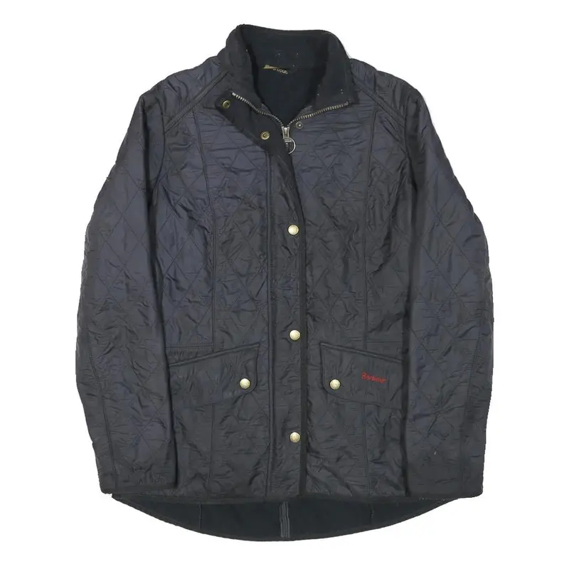 Barbour Womens Black Quilted Jacket Uk 12 Polyester Blend Button Closure Long 1