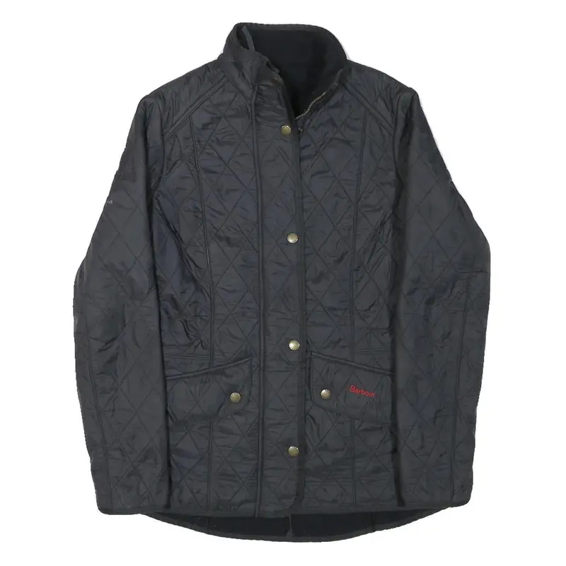 Barbour Womens Black Quilted Jacket Uk 8 Polyester Blend Button Closure Stylish 1