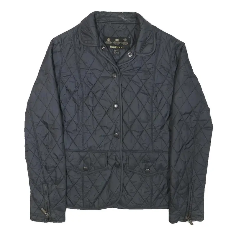 Barbour Womens Black Quilted Jacket Xxs Polyester Blend Button Closure Elegant 1