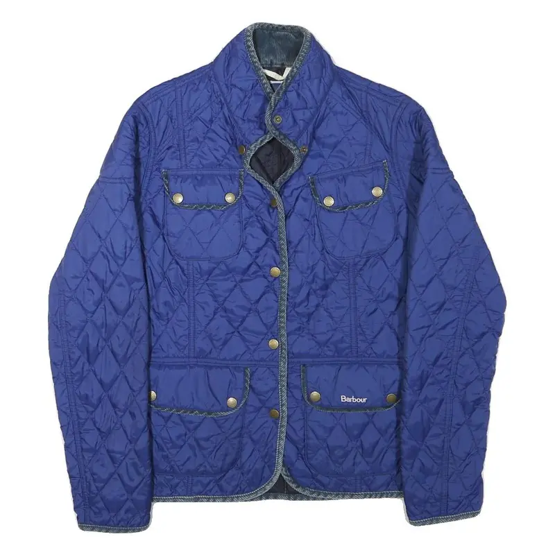 Barbour Womens Blue Quilted Jacket Xs Polyester Blend Button Closure Classic 1