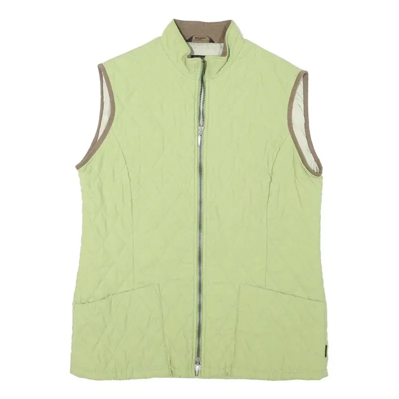 Barbour Womens Green Quilted Jacket Uk 14 Polyester Blend Zip Sleeveless 1