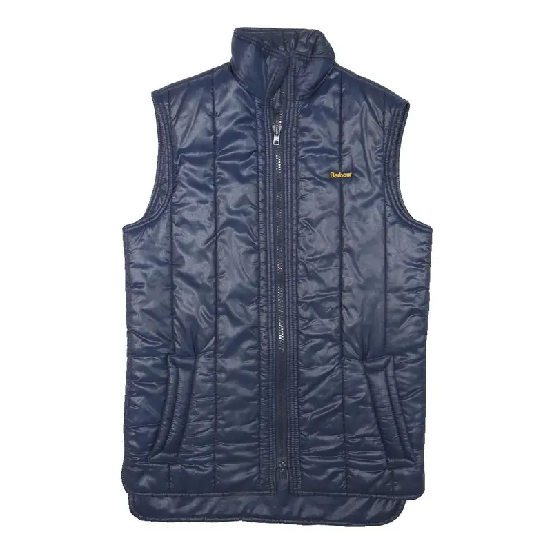 Barbour Womens Navy Blue Quilted Jacket S Polyester Blend Sleeveless Zip Up 1