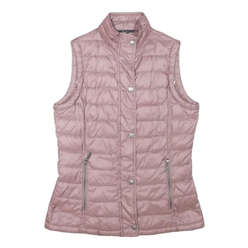 Barbour Womens Pink Quilted Button Jacket Uk 10 Polyester Blend Sleek Fit 1