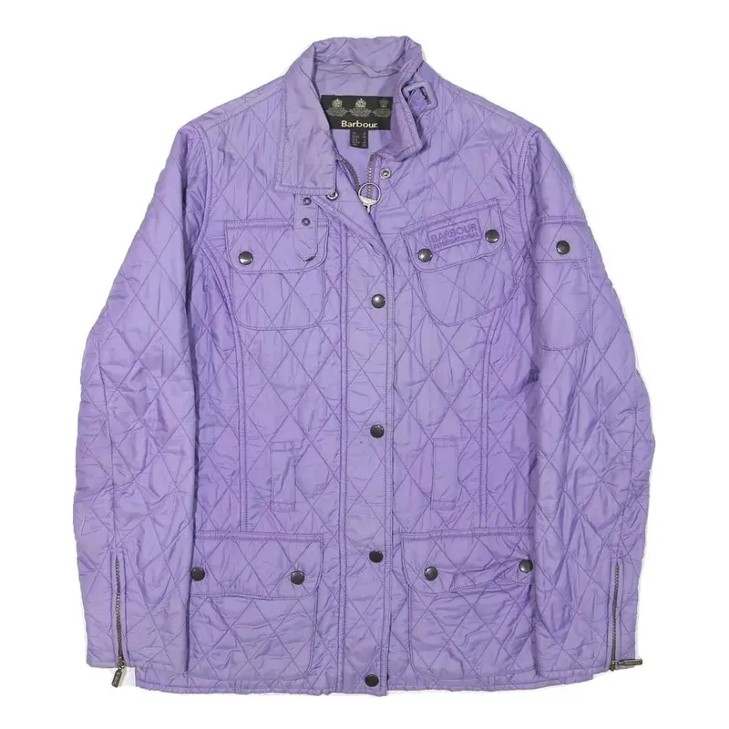 Barbour Womens Purple Quilted Jacket Uk 10 Polyester Blend Button Closure 1