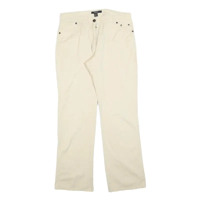 Barbour Womens Regular Fit Beige Cotton Blend Trousers W32 L32 Classic Zip 1