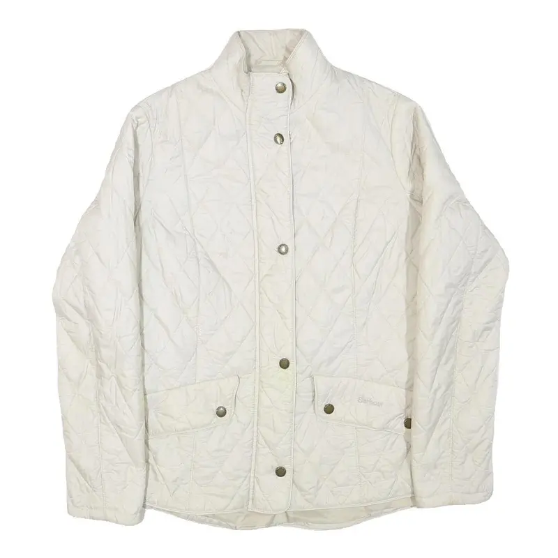 Barbour Womens White Outdoor Jacket Uk 14 Polyester Blend Woven Plain Button 1