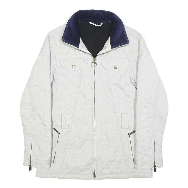 Barbour Womens White Quilted Jacket Uk 10 Polyamide Zip Lightweight 1