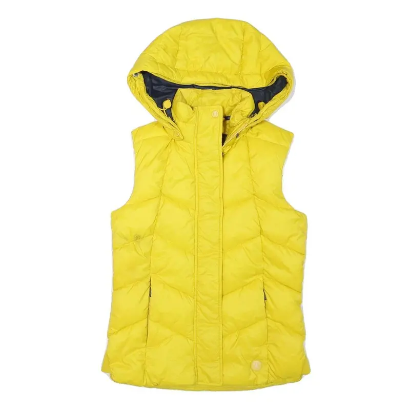 Barbour Womens Yellow Puffer Waistcoat Uk 8 Polyester Blend Hooded Zip Casual 1