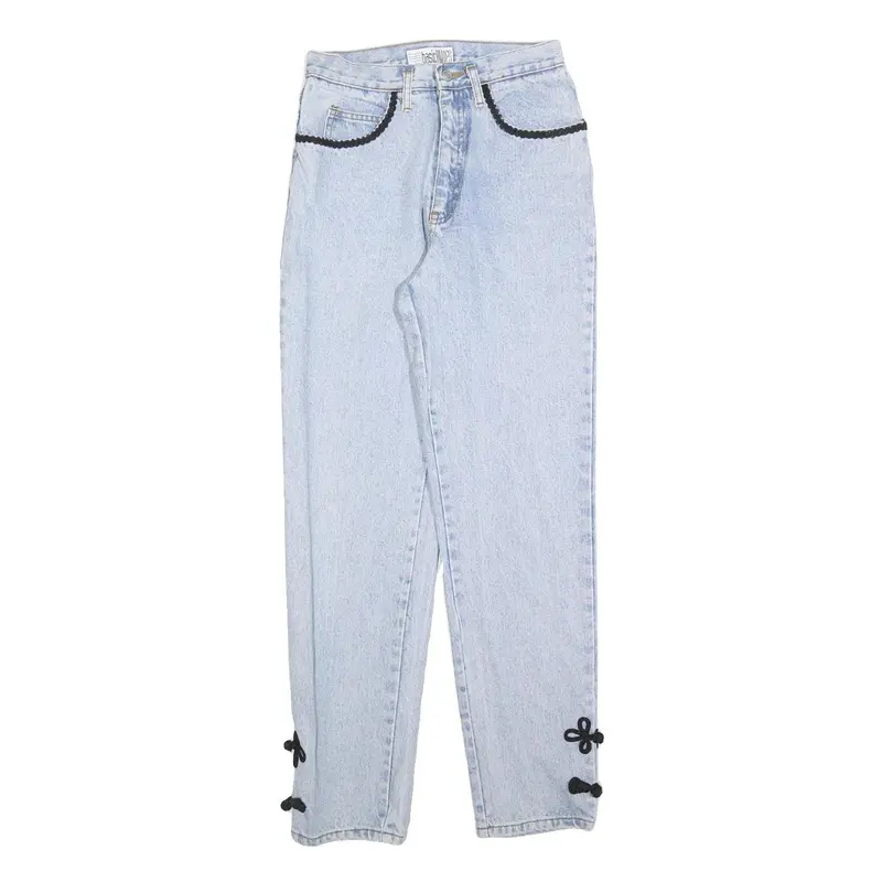 Basic Blues Womens Regular Fit Light Blue Denim Jeans W26 L30 Embroidered Detail 1
