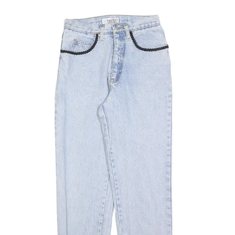 Basic Blues Womens Regular Fit Light Blue Denim Jeans W26 L30 Embroidered Detail 2