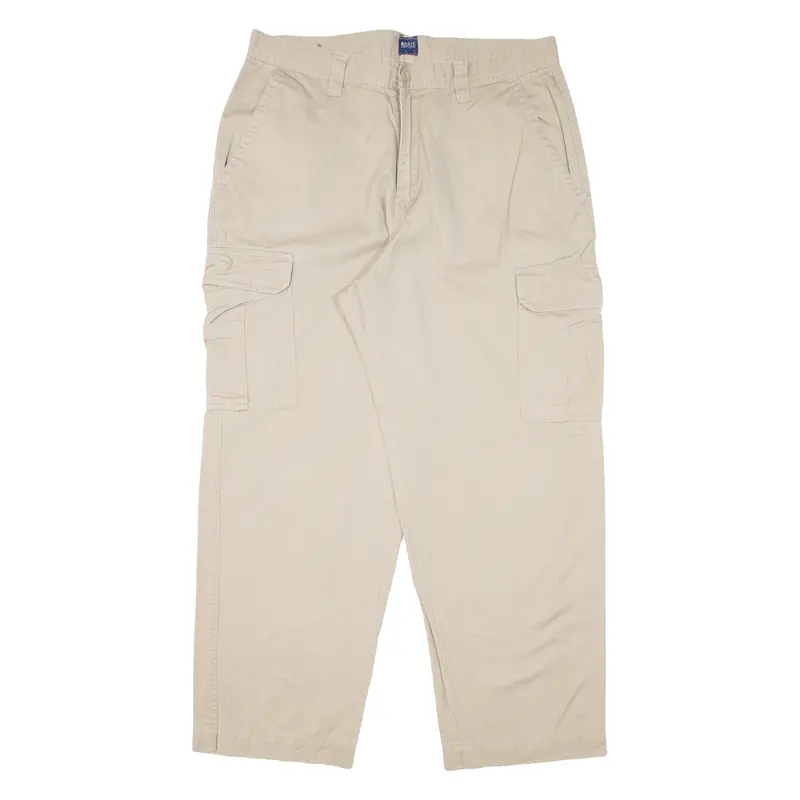 Basic Editions Cargo Mens Trousers Beige Relaxed Tapered W36 L30 1