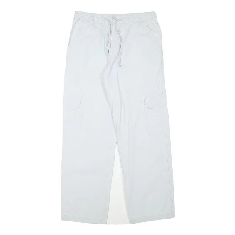 Basic Gear Mens Cotton Blend White Relaxed Cargo Trousers W29 L29 Drawstring 1