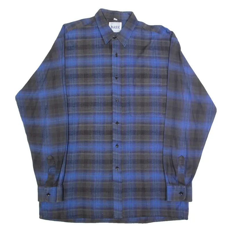 Bask Mens Shirt Blue Check Long Sleeve M 1