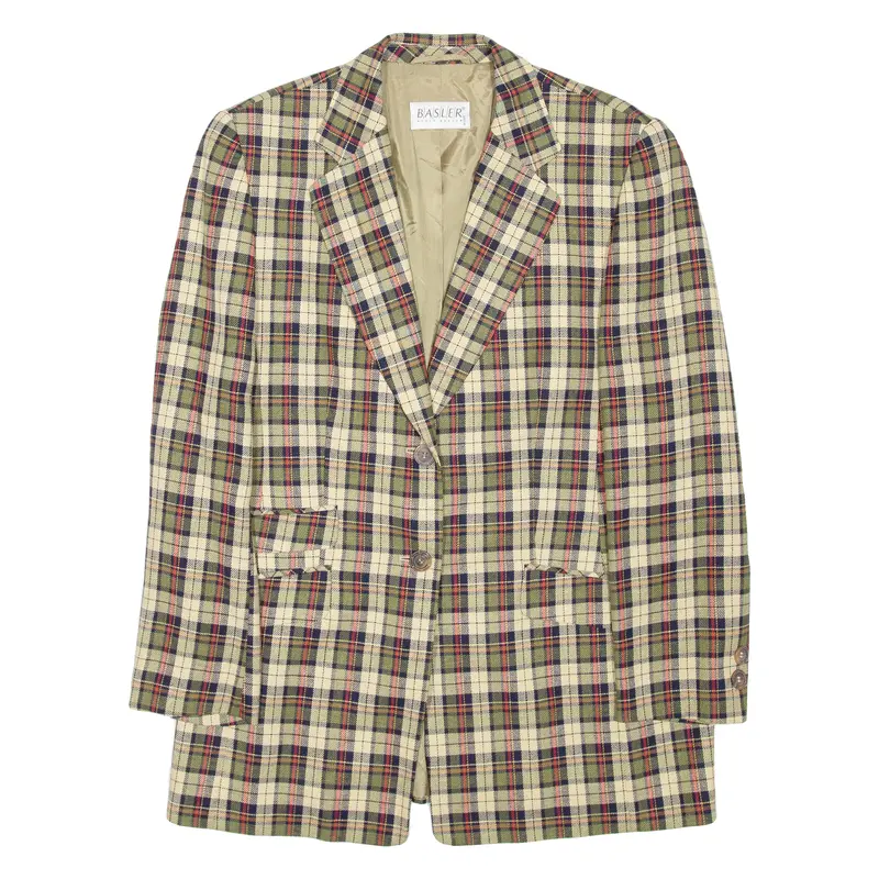Basler Womens Blazer Coat Green Wool Check Xl 1