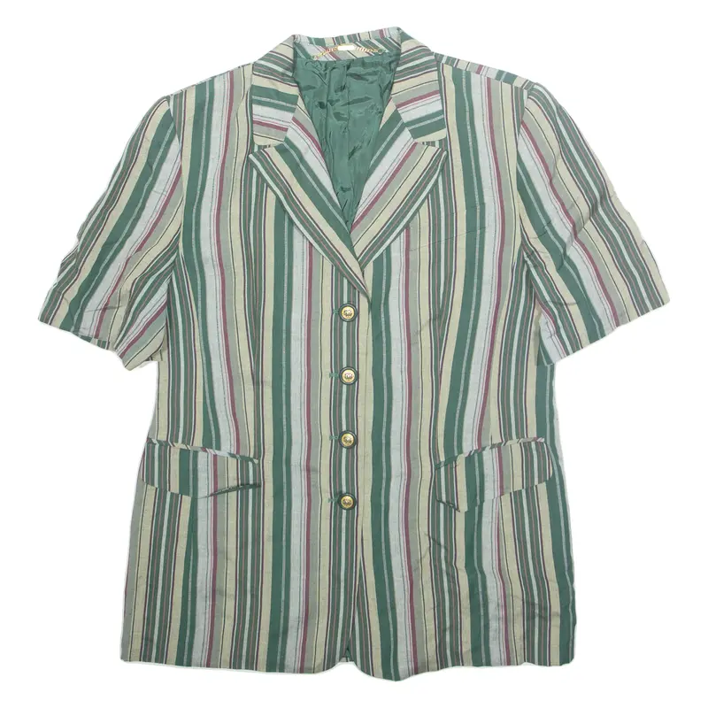 Basler Womens Blazer Jacket Green Striped L 1