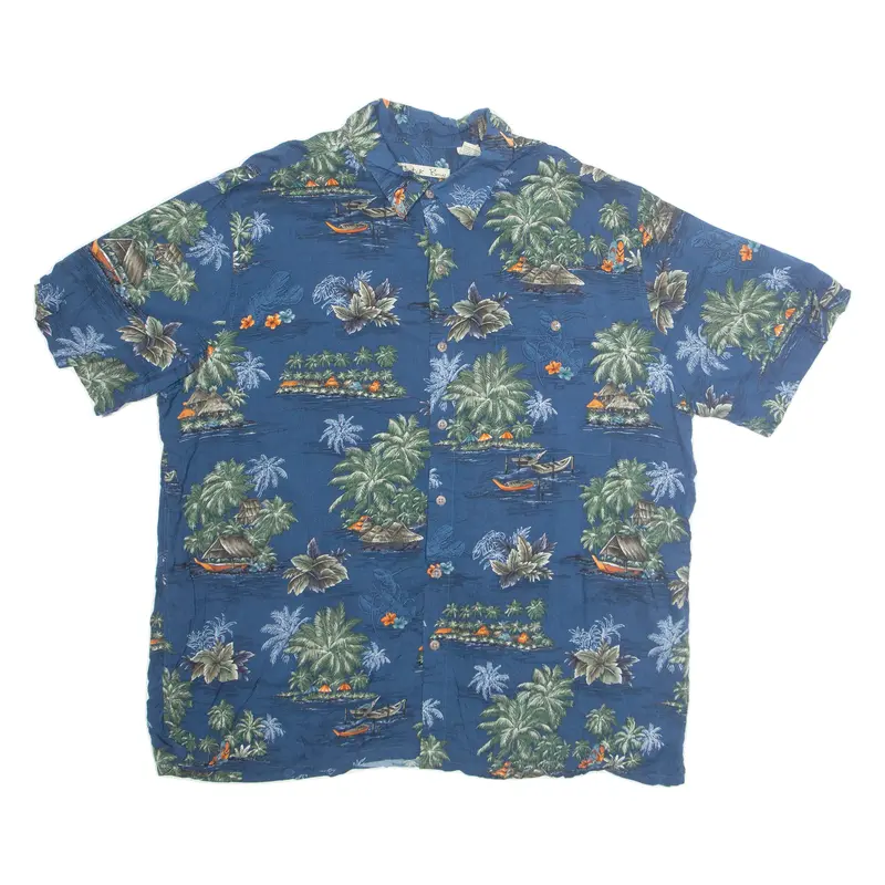 Batik Bay Mens Hawaiian Shirt Blue Crazy Pattern Xl 1