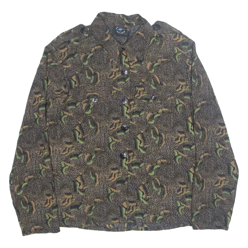 Batteries Not Included Womens Printed Shirt Brown Collared Polka Dot M 1