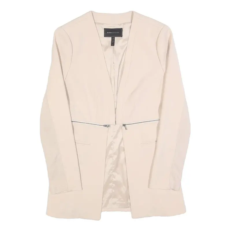 Bcbgmaxazria Womens Cream White Button Jacket M Polyester Blend Tailored Plain 1