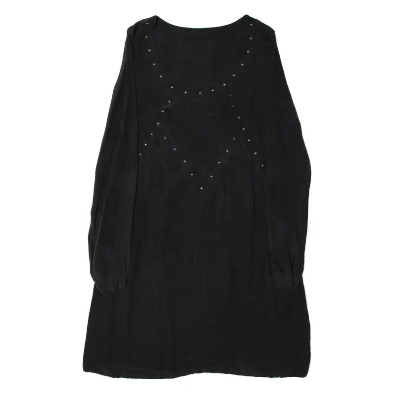 Beachwear Womens A-Line Dress Black Long Sleeve Knee Length M 1