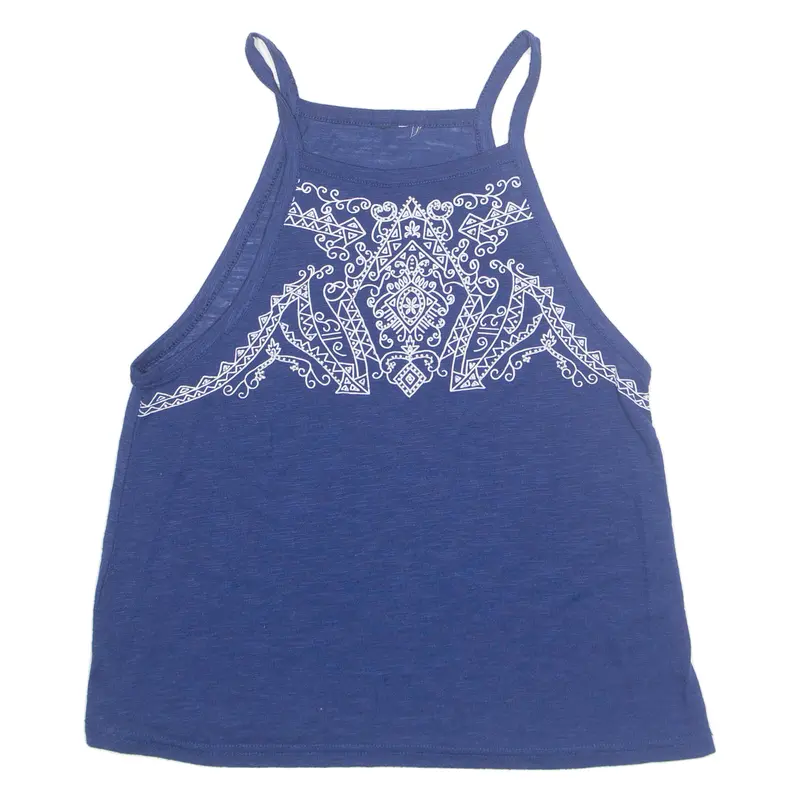 Beaded Womens Top Blue Sleeveless S 1