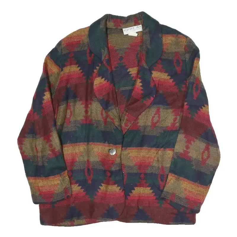 Bedford Fair Womens Beige & Multicoloured Geometric Cotton Blend Blazer Uk 8 1