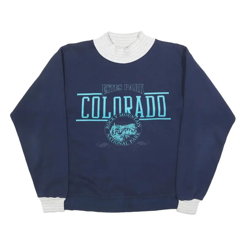 Beezil Womens Blue & White Colorado Pullover Sweatshirt L Rocky Mountain Graphic 1