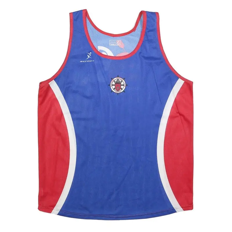 Befoot Mens Blue & Red Sporting Club Vest 2Xl Sleeveless Crew Neck Polyester 1