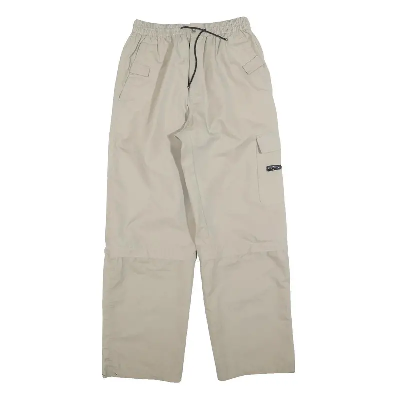 Beige Womens Relaxed Trousers W28 L30 Polyester Zip Pocket Casual Relaxed Fit 1