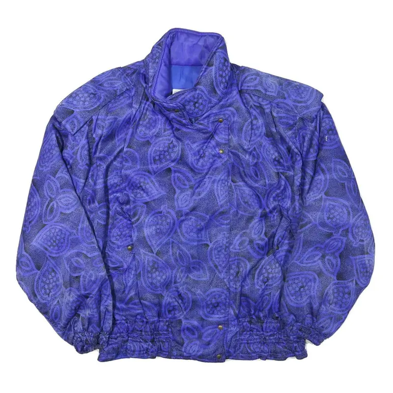 Belfe Womens Blue Jacket L Polyester Blend Printed Zip Closure 1