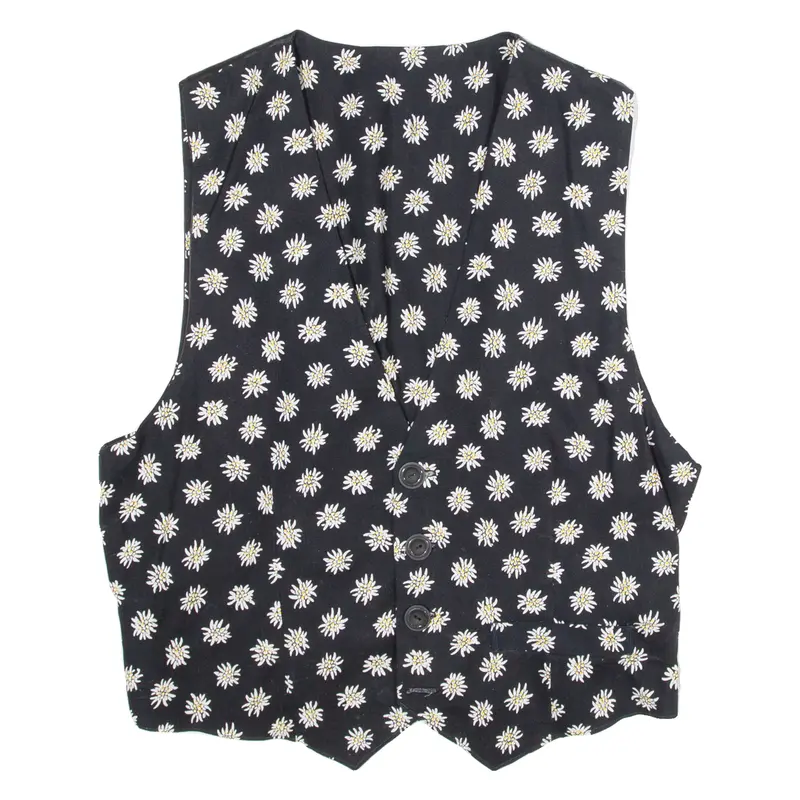 Belted Mens Waistcoat Black Floral S 1