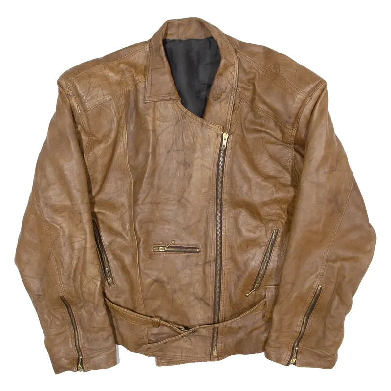 Belted Womens Aviator Jacket Brown Leather S 1