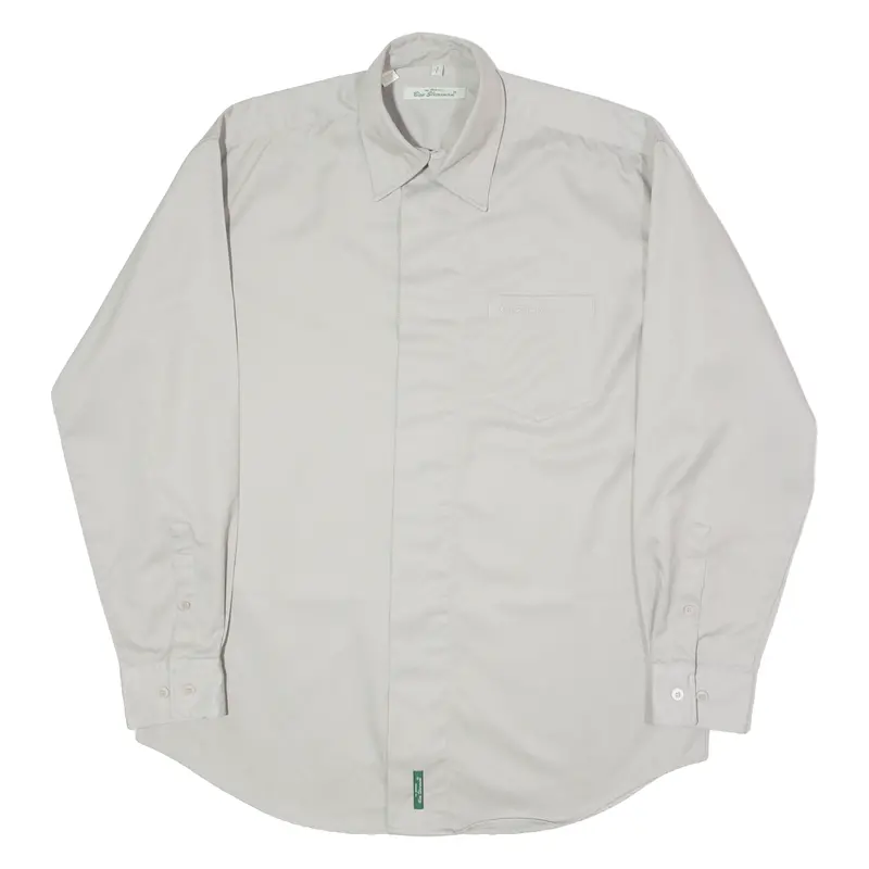 Ben Sherman Mens Plain Shirt Grey 90S Long Sleeve L 1