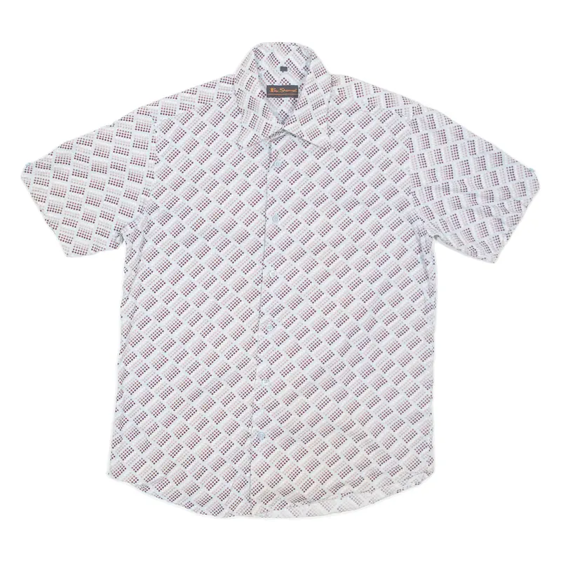 Ben Sherman Mens Shirt Blue Geometric M 1