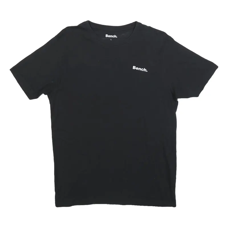 Bench Mens Black Logo Graphic T-Shirt L Short Sleeve Crew Neck Casual Cotton 1