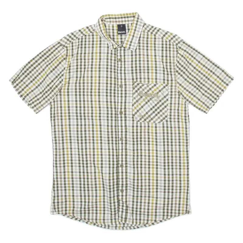 Bench Mens Shirt Green Check S 1