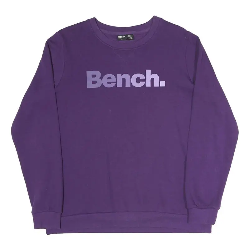 Bench Womens Purple Crew Neck L Sweatshirt Cotton Blend Pullover Casual 1