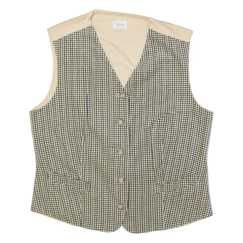 Benetton Womens Coach Waistcoat Yellow 90S Check Uk 18 1