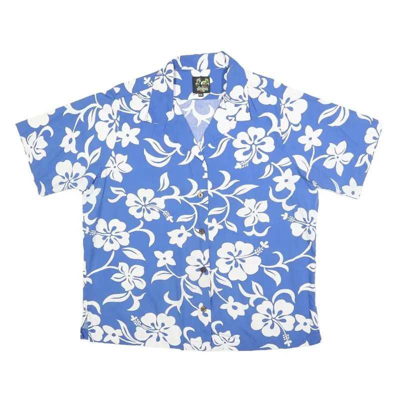 Benny's Mens Blue & White Floral Cotton Shirt 2Xl Summer Casual Relaxed Fit 1