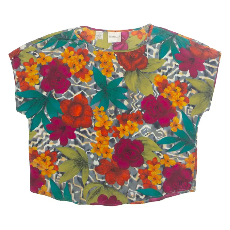 Bentley Womens Printed Top Green Sleeveless Floral L 1