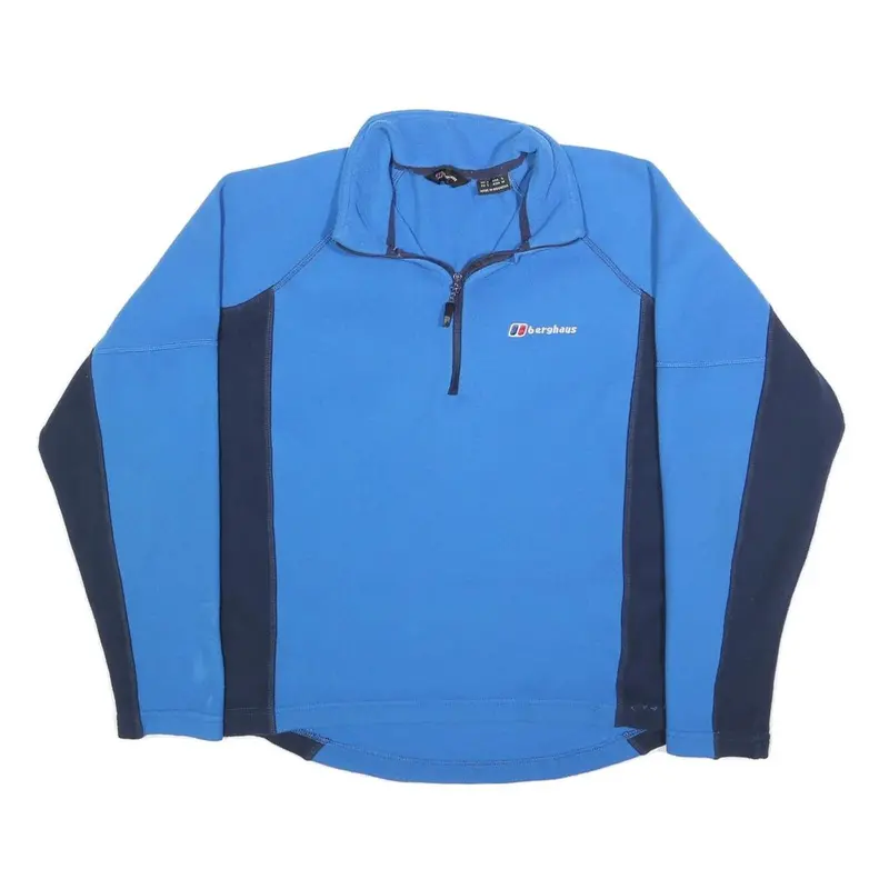 Berghaus Mens Blue & Navy Plain Jumper 1/4 Zip Polyester S Outdoor Sportswear 1