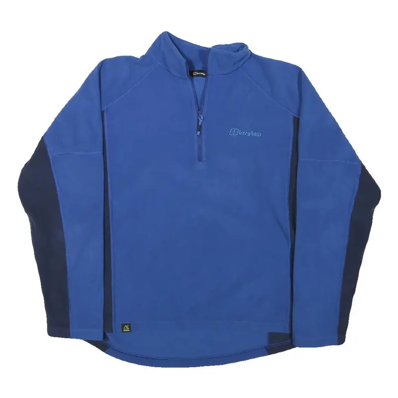 Berghaus Mens Blue & Navy Plain Pullover Jumper Quarter Zip Polyester Blend L 1