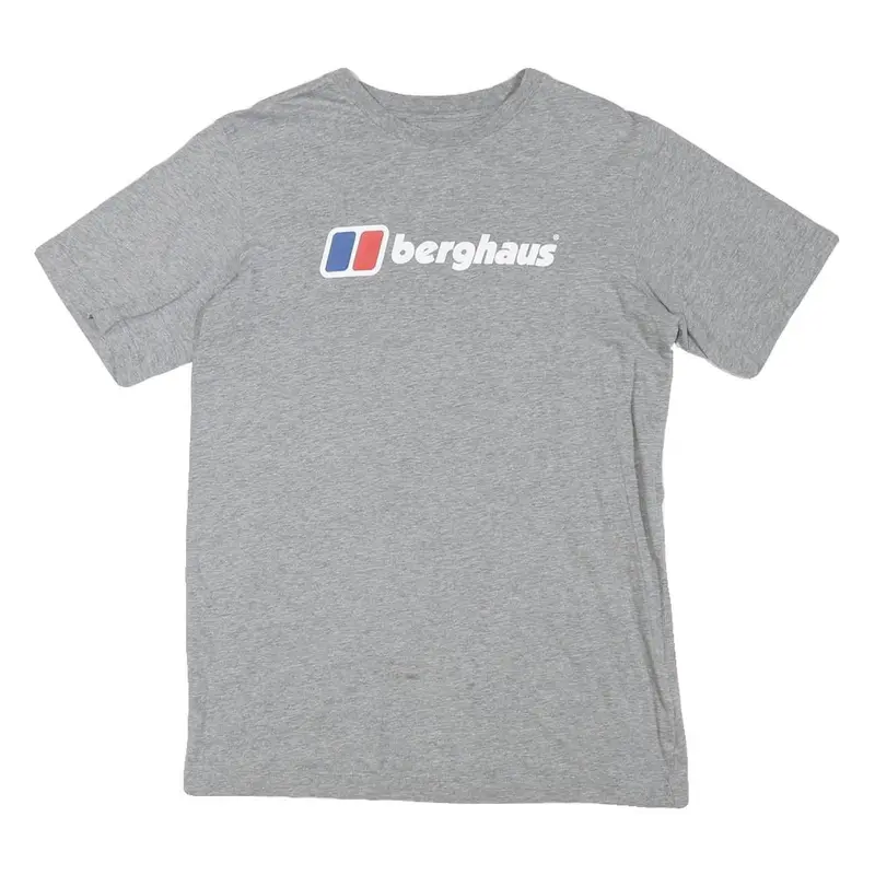 Berghaus Mens Grey Cotton Blend T-Shirt S Short Sleeve Crew Neck Logo Print 1