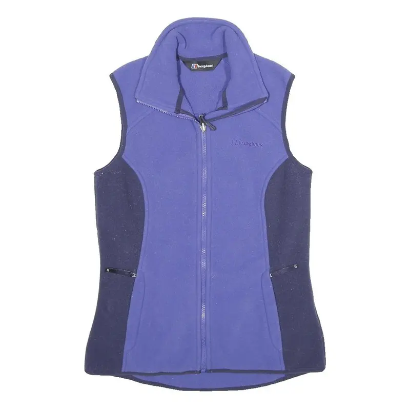 Berghaus Womens Blue & Navy Sleeveless Fleece Jacket Uk 10 Polyester Zip Outdoor 1