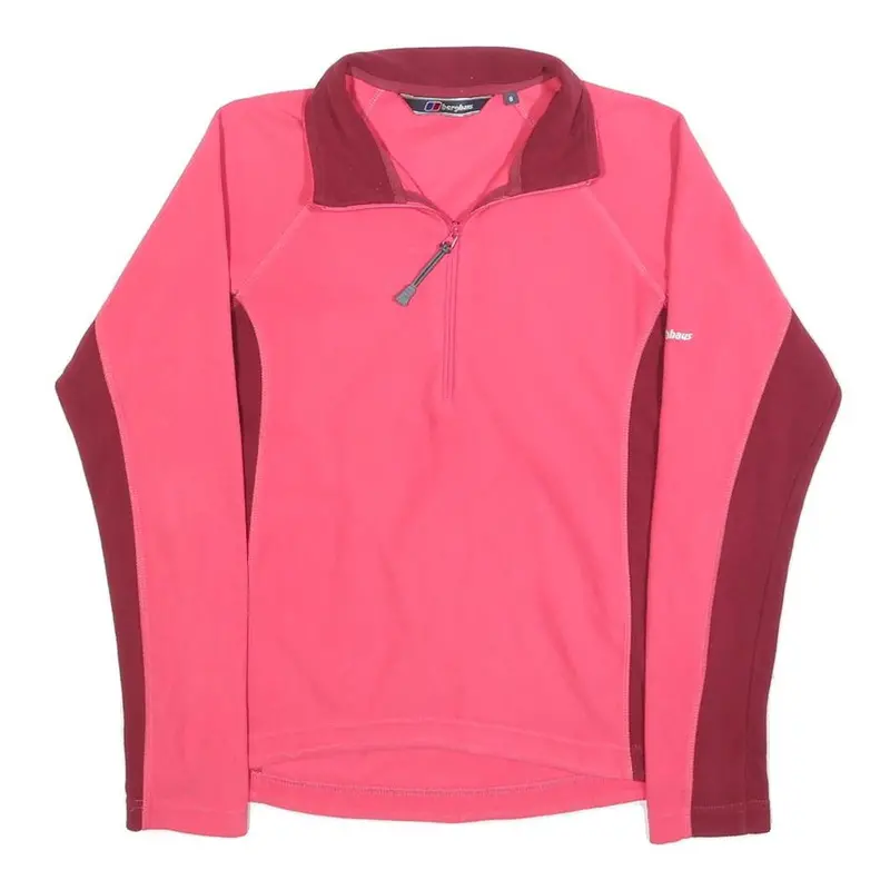 Berghaus Womens Pink & Burgundy Plain Pullover Jumper 1/4 Zip Polyester Uk 8 1
